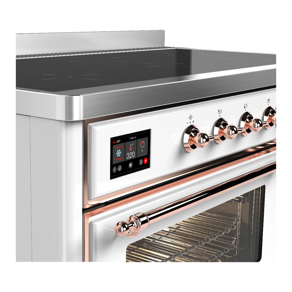 ILVE UMIB48NR3WHP Majestic III 48 inch Induction Range with 6 Elements, 5.02 cu. ft. Total Oven Capacity (Triple Glass Door, White, Copper)