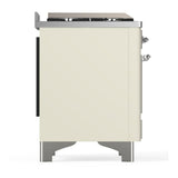 ILVE UM36FQNR3AWC Majestic III 36 inch Dual Fuel Range with 6 Black Brass Burners and Griddle, Dual Function Burner up to 25,000 BTU (Solid Door, Antique White, Chrome, Natural Gas)