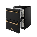 24 Inch Undercounter Built-in or Freestanding Drawer Refrigerator - Black/bronze  Gordon Ramsay Series