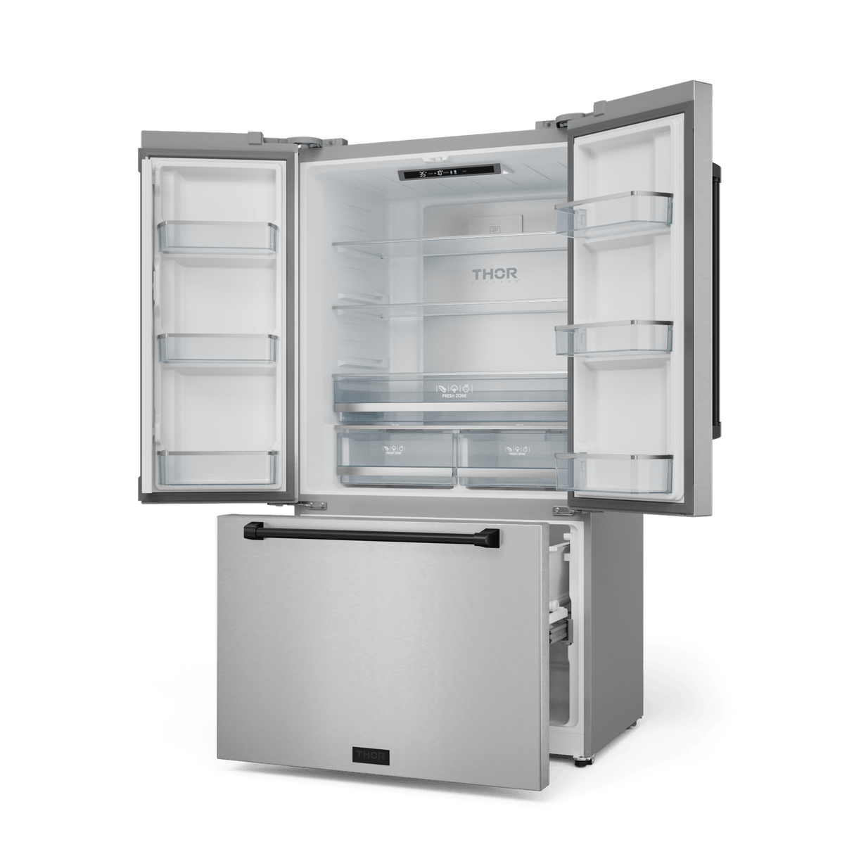 36 Inch 20.3 Cu Ft French Door Counter Depth Refrigerator With Ice Maker In Stainless Steel/black  Gordon Ramsay Series