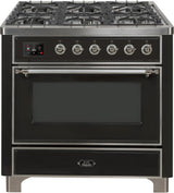 Majestic II 36 Inch Dual Fuel Natural Gas Freestanding Range in Matte Graphite with Chrome Trim