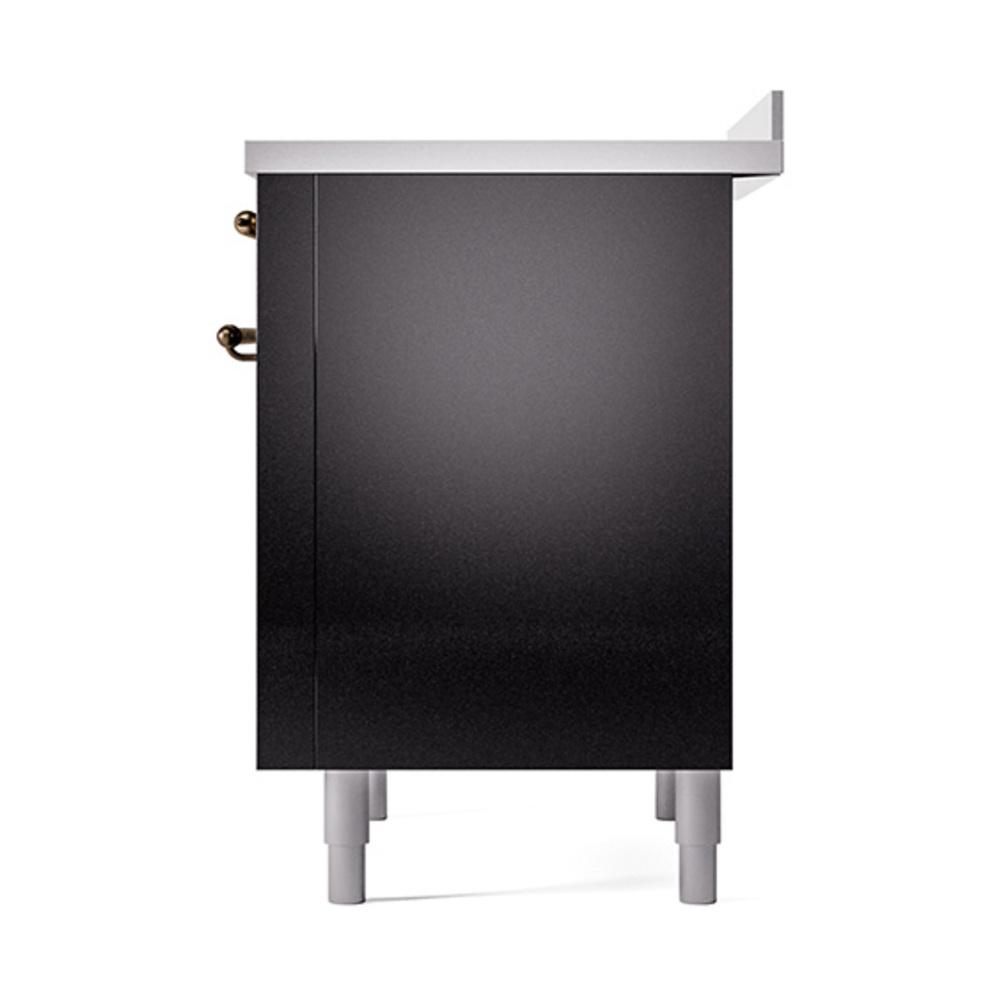 ILVE UNI366QNMPBKB Nostalgie II Noblesse 36 inch Induction Range (Solid Door, Glossy Black, Burnished)