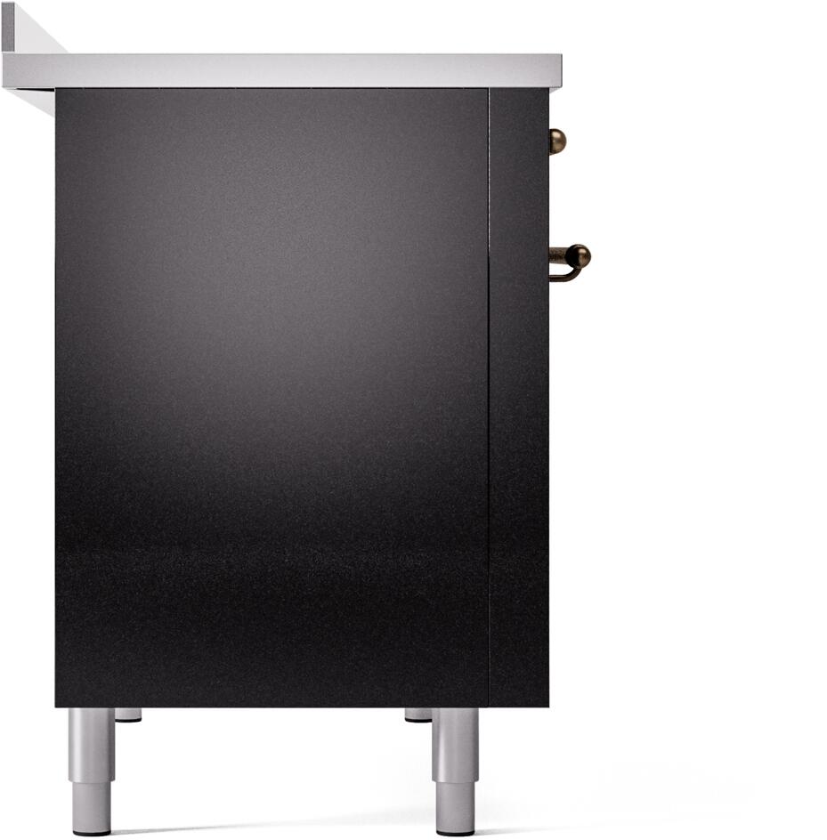 Nostalgie II 48 Inch Electric Freestanding Range in Glossy Black with Bronze Trim