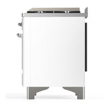 ILVE UM36FNR3WHC Majestic III 36 inch Dual Fuel Range with 6 Black Brass Burners and Griddle, Dual Function Burner up to 25,000 BTU (Triple Glass Door, White, Chrome, Natural Gas)