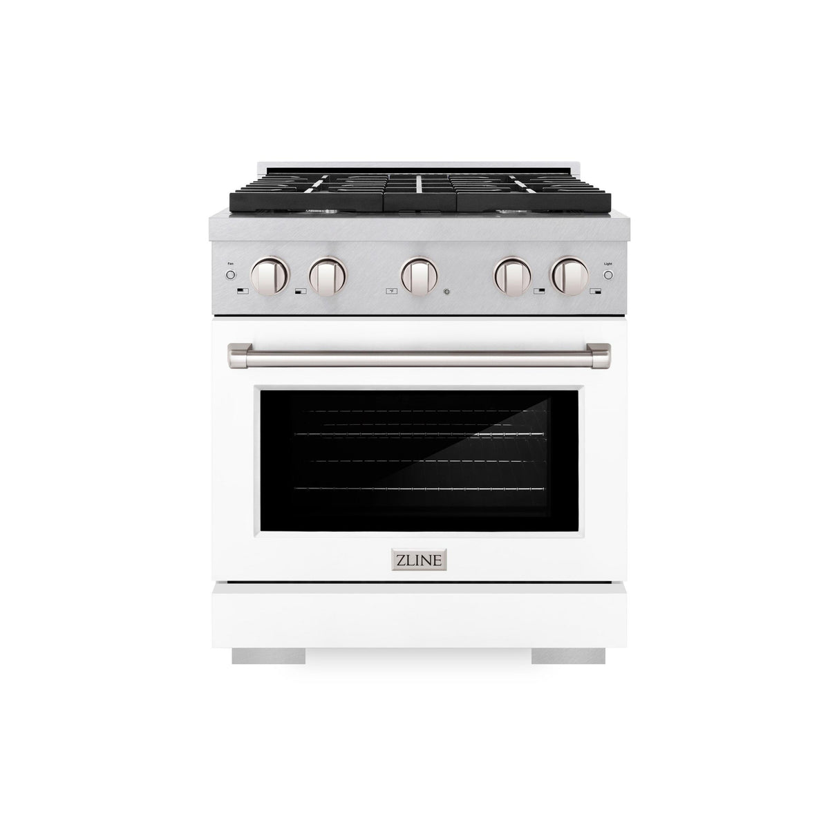 ZLINE 30 in. 4.2 cu. ft. 4 Burner Gas Range with Convection Gas Oven in DuraSnow' Stainless Steel with White Matte Door (SGRS-WM-30)