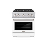 ZLINE 30 in. 4.2 cu. ft. 4 Burner Gas Range with Convection Gas Oven in DuraSnow' Stainless Steel with White Matte Door (SGRS-WM-30)