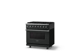 36"W. Dual Fuel Range (Burner: 6b, Finish: Antique Bronze, Trim: Polished Chrome, Fuel: Natural Gas)