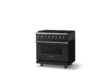 36"W. Dual Fuel Range (Burner: 6b, Finish: Antique Bronze, Trim: Polished Chrome, Fuel: Natural Gas)