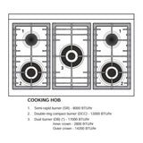 Verona VUFSGG365DSS 36 inch Ultima Collection Double Oven Gas Range with 5 Brass Burners, 4.1 cu. ft. Oven Total Capacity