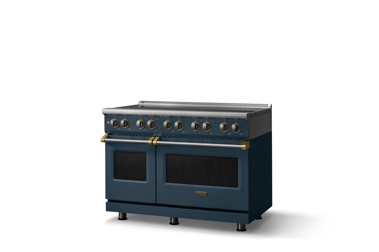 48"W. Induction Range (Finish: Squall, Trim: Brushed Brass)