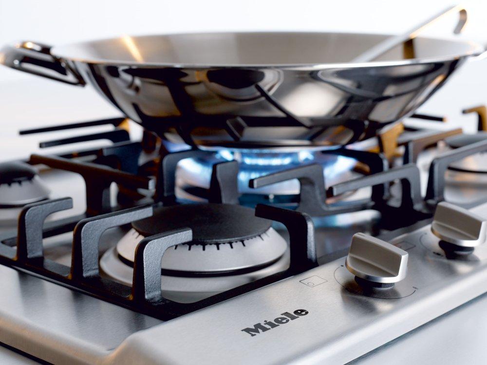 KM 2032 G Stainless steel - Gas cooktop with 5 burners for particularly versatile cooking convenience.