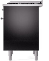 Nostalgie II 36 Inch Dual Fuel Natural Gas Freestanding Range in Glossy Black with Chrome Trim