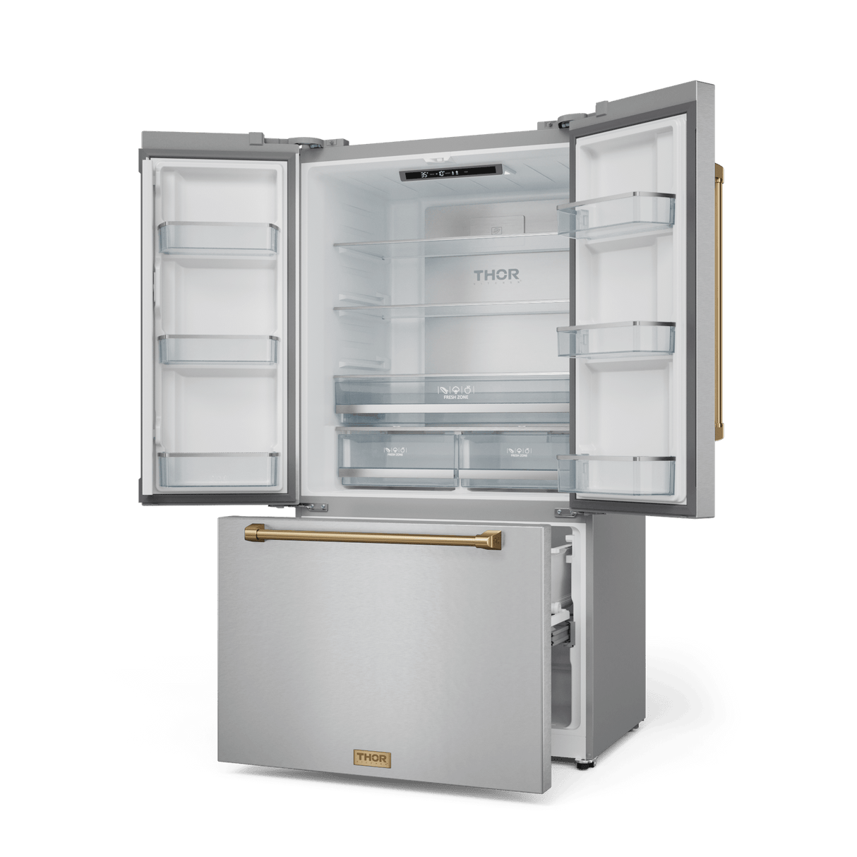 36 Inch 20.3 Cu Ft French Door Counter Depth Refrigerator With Ice Maker In Stainless Steel/bronze  Gordon Ramsay Series