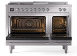 Nostalgie II 48 Inch Dual Fuel Liquid Propane Freestanding Range in Stainless Steel with Chrome Trim