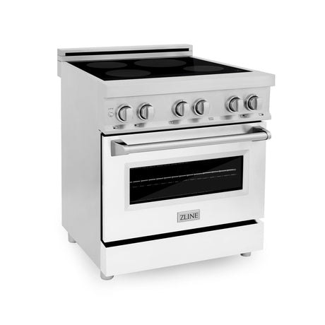 ZLINE 30" 4.0 cu. ft. Induction Range with a 4 Element Stove and Electric Oven in Stainless Steel (RAIND-30) [Color: White Matte]