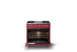 36"W. Dual Fuel Range (Burner: 4g, Finish: Valentine, Trim: Polished Chrome, Fuel: Propane)