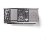 ILVE UN60FSQNMPBGGLP Nostalgie II Noblesse 60 inch Dual Fuel Range (7 Sealed Burners + Griddle + French Top, Liquid Propane, Solid Door, Blue Grey, Brass)