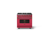 36"W. Dual Fuel Range (Burner: 6b, Finish: Valentine, Trim: Brushed Brass, Fuel: Natural Gas)