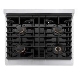 ZLINE 30 in. Autograph Edition Paramount Gas Rangetop with 4 Burners and Porcelain Cooktop in Stainless Steel with Champagne Bronze Accents (SRTZ-30-CB)