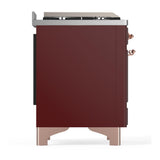 ILVE UM36FQNR3BUPLP Majestic III 36 inch Dual Fuel Range with 6 Black Brass Burners and Griddle, Dual Function Burner up to 25,000 BTU (Solid Door, Burgundy, Copper, Liquid Propane)