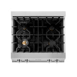 ZLINE 30 in. Porcelain Gas Stovetop with 4 Gas Burners (RT30) Available with Brass Burners [Color: Stainless Steel with Brass Burners]