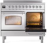 Nostalgie II 40 Inch Electric Freestanding Range in Stainless Steel with Chrome Trim