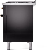 Nostalgie II 48 Inch Dual Fuel Liquid Propane Freestanding Range in Glossy Black with Bronze Trim