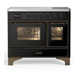 ILVE UMDIB40NR3BKB Majestic III 40 inch Induction Range with 6 Elements, 3.82 cu. ft. Total Oven Capacity (Triple Glass Door, Glossy Black, Burnished)