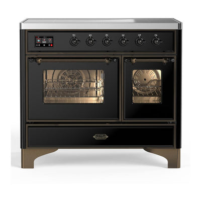 ILVE UMDIB40NR3BKB Majestic III 40 inch Induction Range with 6 Elements, 3.82 cu. ft. Total Oven Capacity (Triple Glass Door, Glossy Black, Burnished)