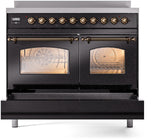 Nostalgie II 40 Inch Electric Freestanding Range in Glossy Black with Bronze Trim