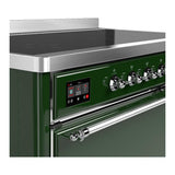 ILVE UMIB48QNR3EGC Majestic III 48 inch Induction Range with 6 Elements, 5.02 cu. ft. Total Oven Capacity (Solid Door, Emerald Green, Chrome)