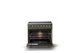 36"W. Induction Range (Finish: Martini, Trim: Brushed Brass)