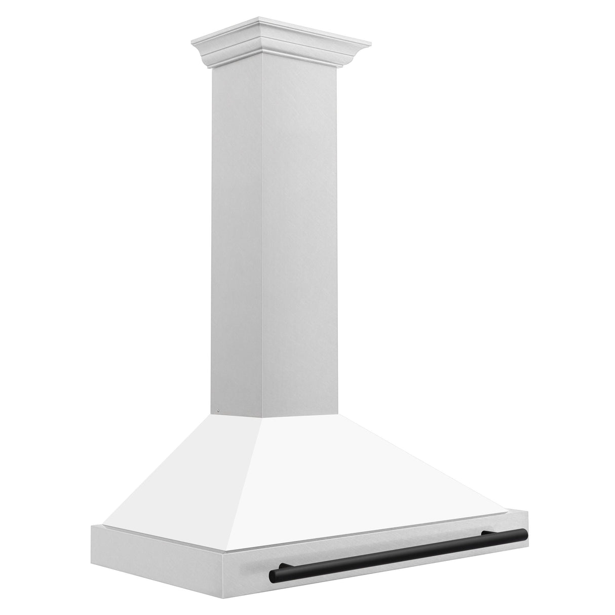 ZLINE 36 in. Autograph Edition Convertible Fingerprint Resistant DuraSnow Stainless Steel Range Hood with White Matte Shell and Champagne Bronze Handle (KB4SNZ-WM36-CB) [Color: Matte Black Accents]