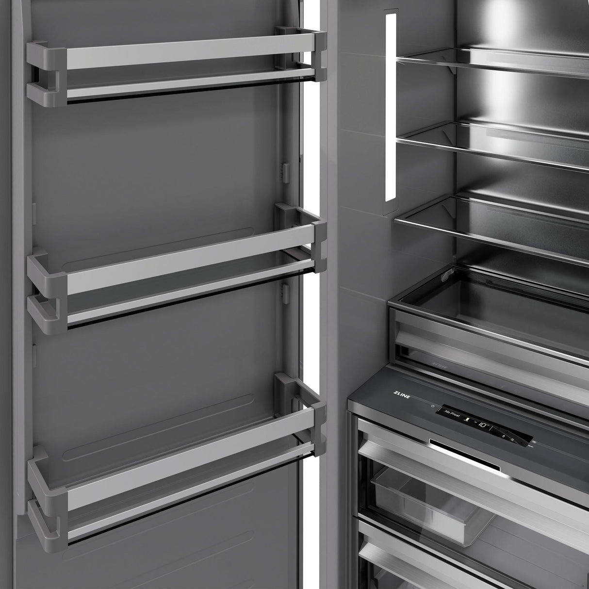 ZLINE 18 in. 8.6 cu. ft. Panel Ready Right Hinge Column Freezer with Graphite Gray Interior (RBCFVR-18)