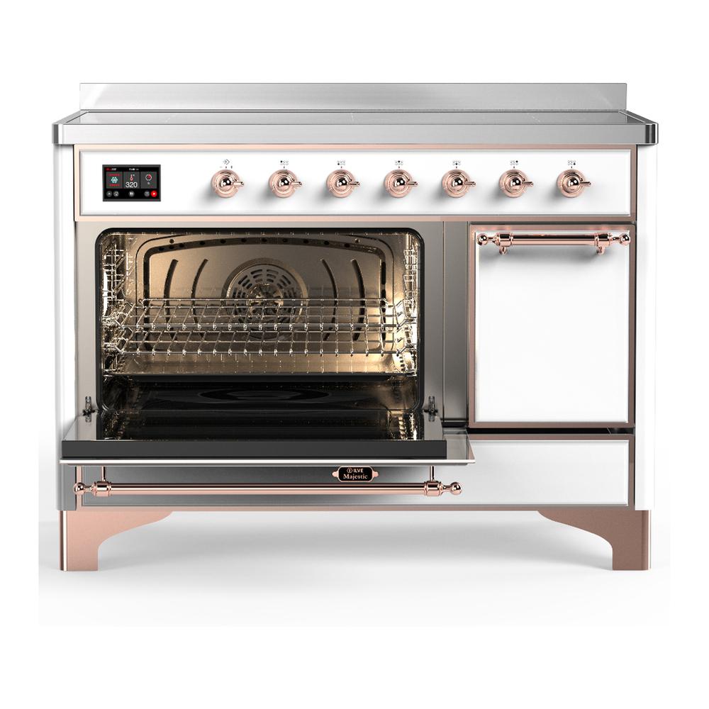 ILVE UMIB48QNR3WHP Majestic III 48 inch Induction Range with 6 Elements, 5.02 cu. ft. Total Oven Capacity (Solid Door, White, Copper)