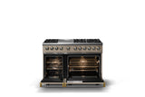 48"W. Dual Fuel Range (Burner: 6g, Finish: Nantucket, Trim: Polished Chrome, Fuel: Propane)