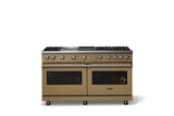 60"W. Sealed Burner Gas Range (Finish: Golden Hour, Trim: Polished Chrome, Fuel: Natural Gas)
