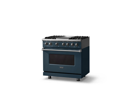 36"W. Dual Fuel Range (Burner: 4g, Finish: Squall, Trim: Polished Chrome, Fuel: Natural Gas)
