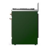 ILVE UM30QNR3EGP Majestic III 30 inch Dual Fuel Range with 5 Black Brass Burners, Dual Function Burner up to 25,000 BTU (Natural Gas, Solid Door, Emerald Green, Copper)