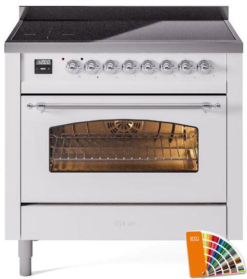 Nostalgie II 36 Inch Electric Freestanding Range in RAL Custom Color with Chrome Trim