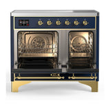 ILVE UMDIB40NR3MBG Majestic III 40 inch Induction Range with 6 Elements, 3.82 cu. ft. Total Oven Capacity (Triple Glass Door, Midnight Blue, Brass)