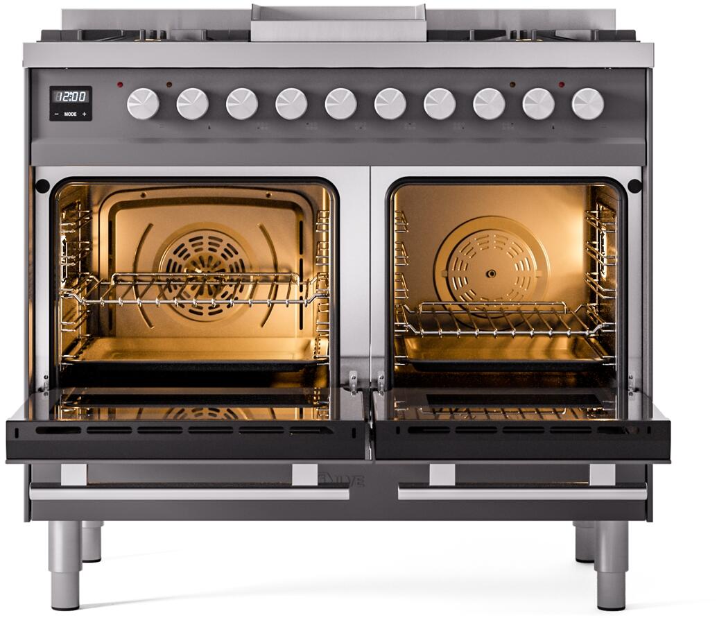 Professional Plus II 40 Inch Dual Fuel Natural Gas Freestanding Range in Matte Graphite with Trim
