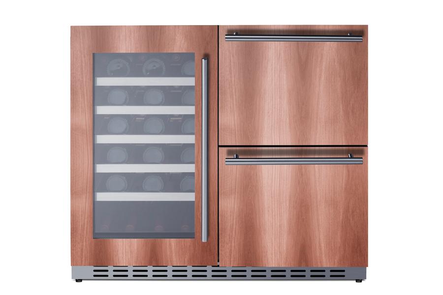 36" Wide Combination Wine Cellar & 2-drawer Refrigerator , ADA Compliant (panel Not Included)