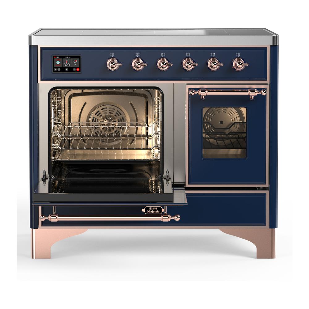 ILVE UMDIB40NR3MBP Majestic III 40 inch Induction Range with 6 Elements, 3.82 cu. ft. Total Oven Capacity (Triple Glass Door, Midnight Blue, Copper)