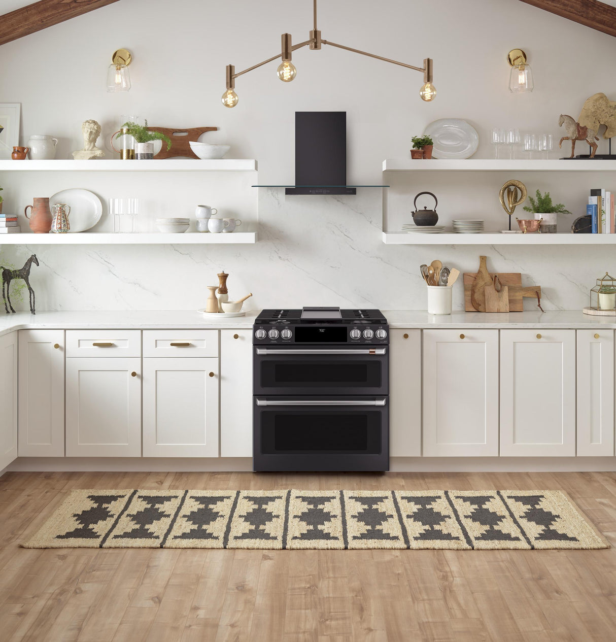 Café™ 30" Smart Slide-In, Front-Control, Gas Double-Oven Range with Convection