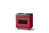 36"W. Sealed Burner Gas Range (Burner: 4g, Finish: Valentine, Trim: Polished Chrome, Fuel: Propane)