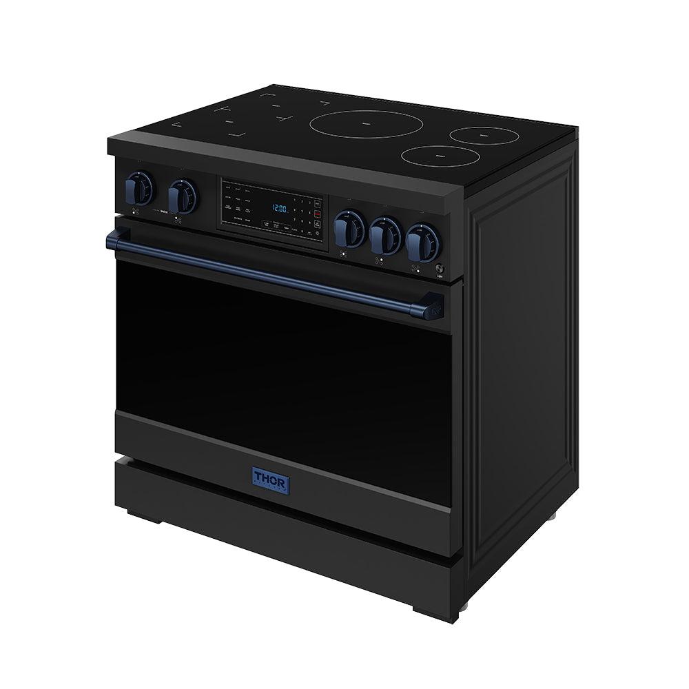 36 Inch Professional Induction Range With Tilt Panel Touch Control In Black and Blue  Gordon Ramsay Series