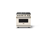 36"W. Sealed Burner Gas Range (Burner: 6b, Finish: Pure White, Trim: Brushed Brass, Fuel: Propane)