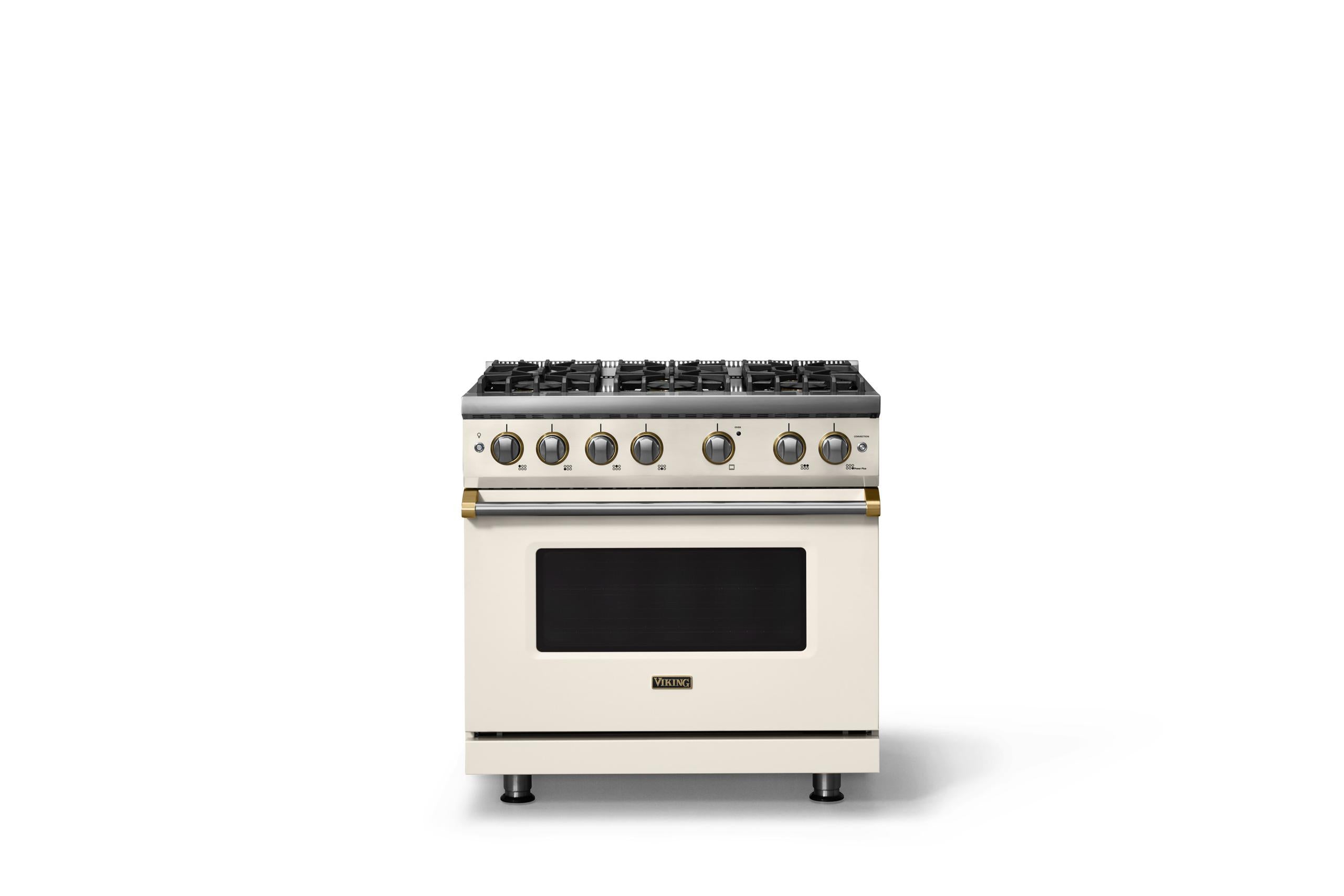 36"W. Sealed Burner Gas Range (Burner: 6b, Finish: Pure White, Trim: Brushed Brass, Fuel: Propane)