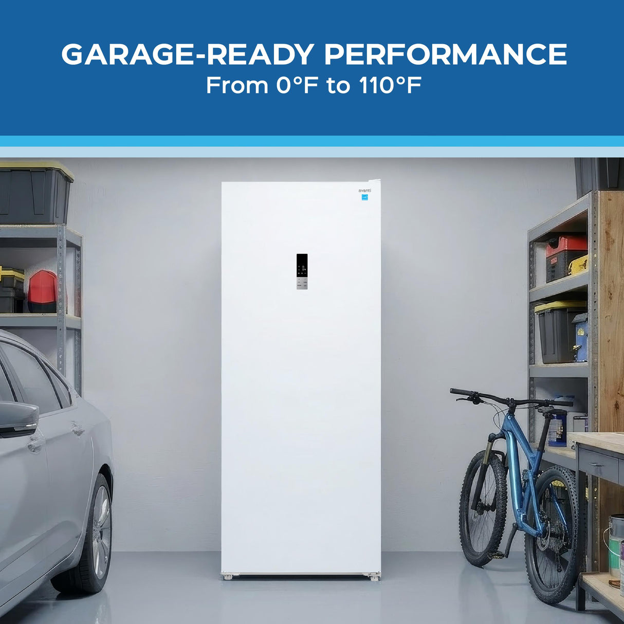 Avanti MaxxSpace Insulation™ Technology Garage-Ready Frost-Free Convertible Upright Freezer, 23 cu. ft., ENERGY STAR, White (AV230VFLJM0W)